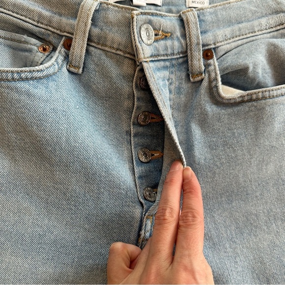 RE/DONE Jeans 90s High Rise Ankle Crop Raw Hem Button Fly Light Wash 25 - Picture 12 of 16